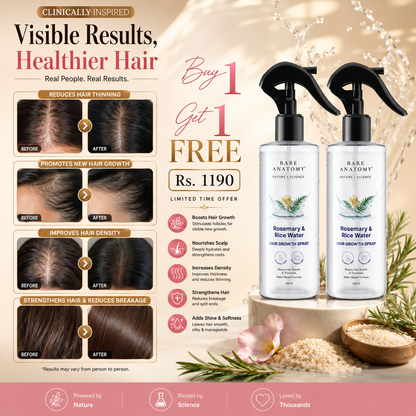 Rosemary & Rice Water Spray For Natural Hair Growth & Hair Thickness